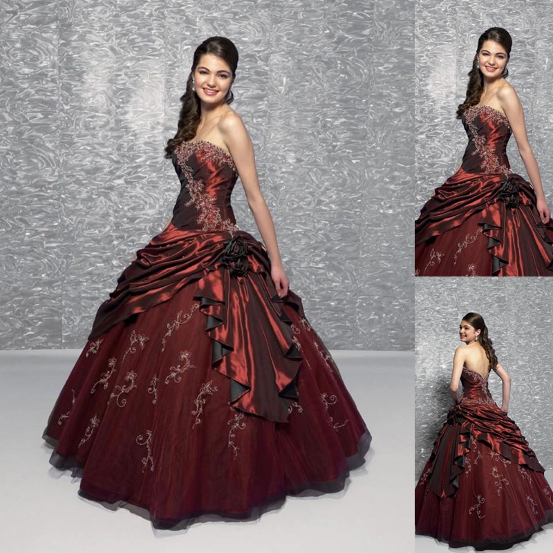 maroon bridal gown