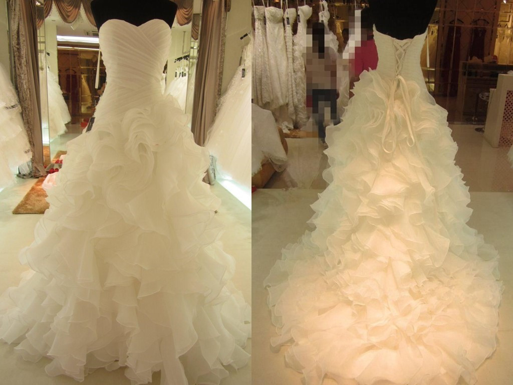 white fluffy wedding dress