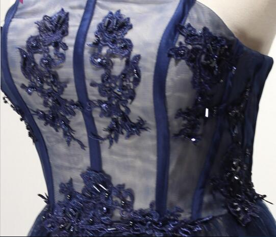 Elegant Navy Blue Lycra Dress with Off-White Panel Detailing main image 1