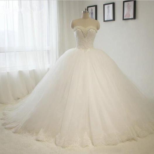 2016 Luxury Puffy Princess Ball Gown Wedding Dress With Long Train on ...