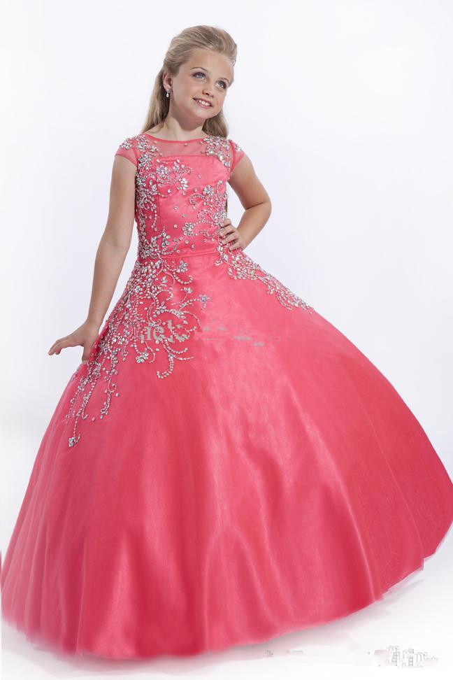 Party Time Perfect Angels Little Girls Ball Gowns Sheer Rhinestones ...