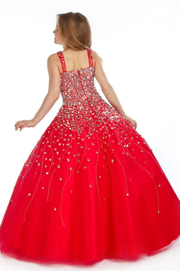2015 Little Girl's Pageant Dresses Beads Sequin Ball Gown Girl 's