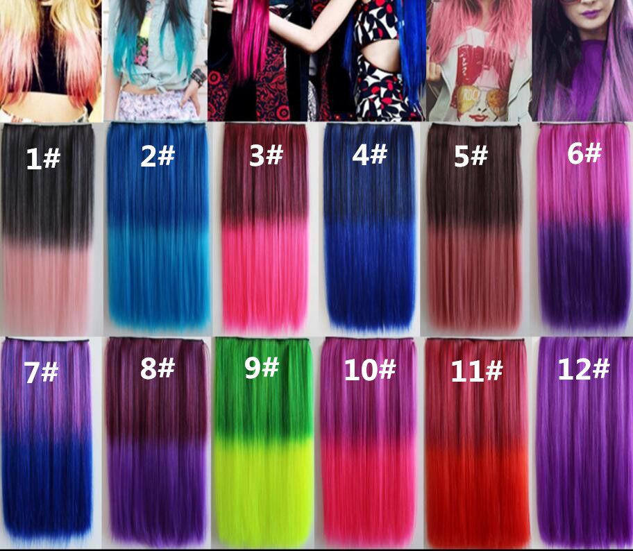 Sexy Colours Hair Hairpiece Clip Straight Hair Multicolor Highlighting