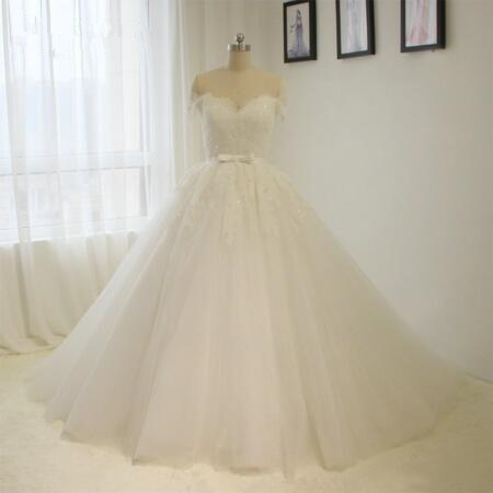 A-Line/Princess Off-the-Shoulder Sleeveless Mini/Short Stylish Wedding Dress with Ribbon main image 1