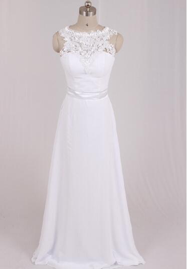 017 Elegant White/ivory Floor-length Chiffon Neckline Removable Wedding ...